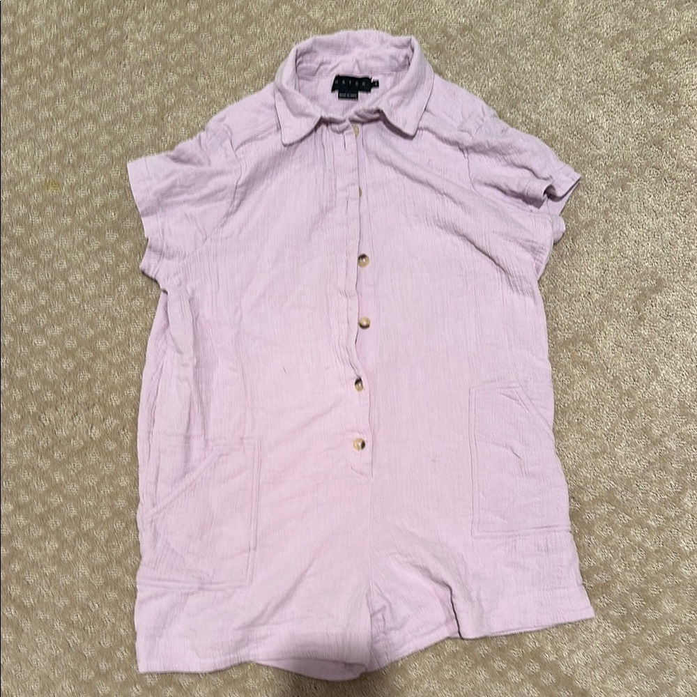 Hatch Light Violet Button-Down Lenora Romper